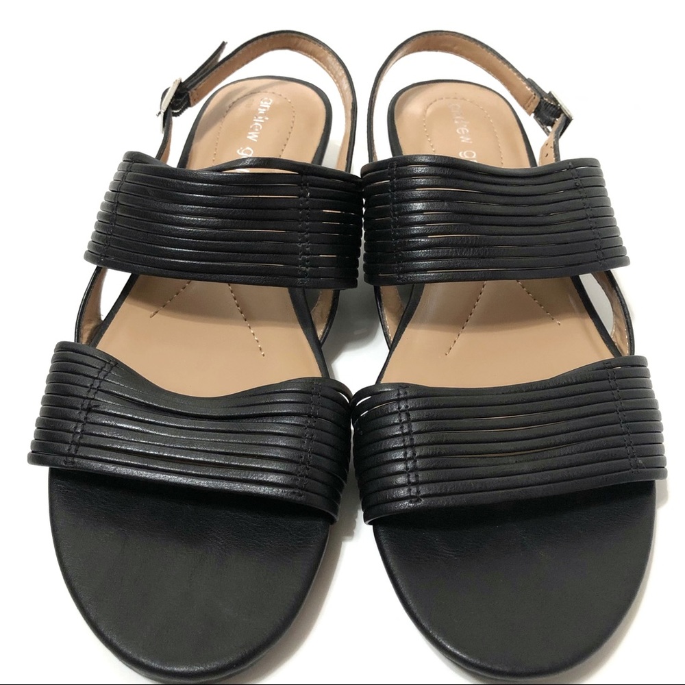 Andrew Geller Heads Up Sandals Black Small Wedge Strappy Size 9.5 - Picture 2 of 8